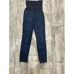 Indigo Blue Women Maternity Skinny Jeans Size M Belly Band Dark Wash No Holes